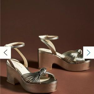 Guilhermina Knotted Platform Heels - Silver / Size 37 (6.5-7)